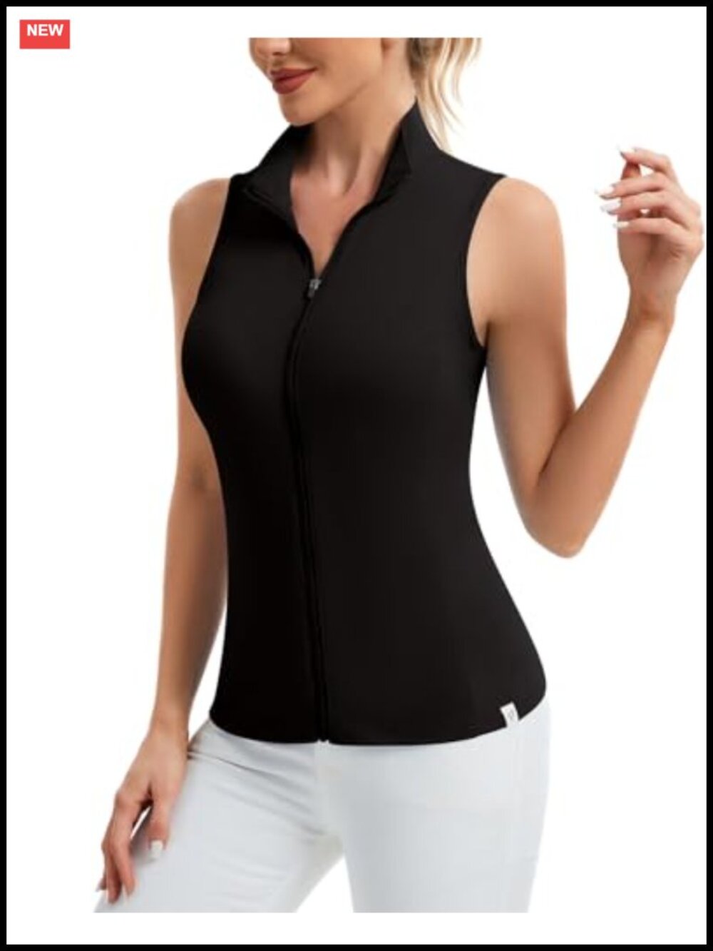 Sleeveless Golf Polo Shirt Full Zip Lightweight Vest UPF 50+ for Hiking Workout
